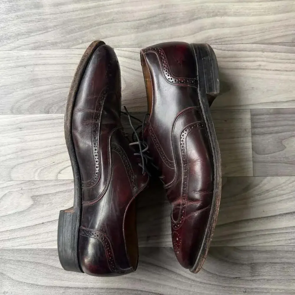 Johnston & Murphy Optima Burgundy Leather Wingtip Oxford Dress Shoes